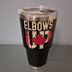 30oz Black Tumbler with Elbows Up Maple Leaf Design